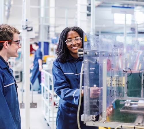 two engineers working in a lab