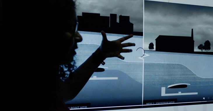 Woman Posing In Front Of Screen Landscape