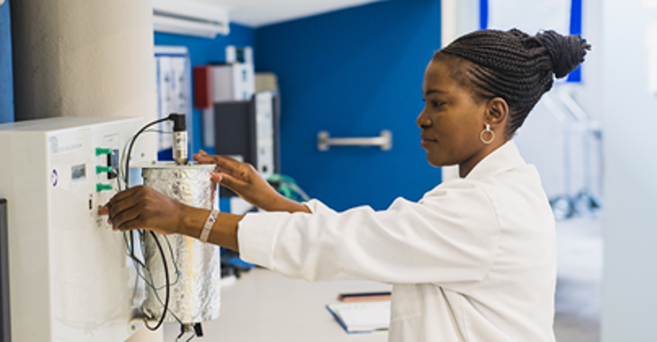Female engineer working in a lab