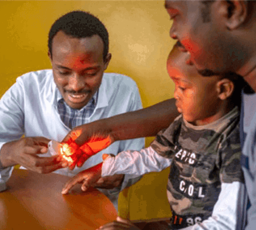 A man demonstrates a thumbprint scanner